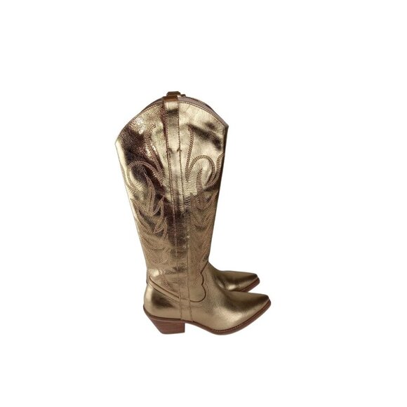 Coconuts By Matisse Agency Gold Tall Western Cowboy Boots Women's Size 6M - Picture 1 of 12
